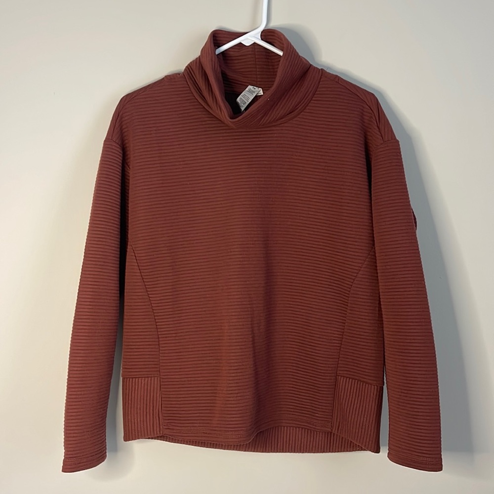 RBX, brown turtleneck crew neck sweatshirt, size small